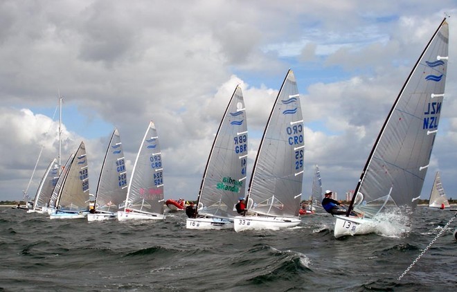 Start of medal race -  2009 Finn Gold Cup medal race © Robert Deaves/Finn Class http://www.finnclass.org